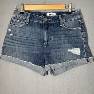 Paige Jimmy Jimmy Short Distressed Denim Shorts Stretch‎ Women's Blue Size 26